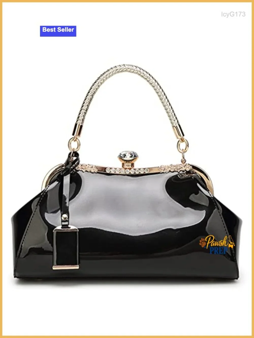Glossy Patent Leather Top Handle Tote Satchel Purse with Crossbody Strap
